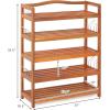 imageGiantex 3Tier Shoe Rack Acacia Wood Shoe Shelf with Side Metal Hooks Holds up 1218 Pairs Shoe Organizer Shoe Storage Wooden Shoe Rack for Entryway5 Tier 25Lx105Wx325H