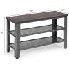 imageGiantex 3Tier Shoe Rack Bench Industrial Shoe Bench with 2 Mesh Storage Shelves ampamp Seat for Entryway Front Door Garage Shoe Storage Rustic BrownGrey