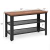 imageGiantex 3Tier Shoe Rack Bench Industrial Shoe Bench with 2 Mesh Storage Shelves ampamp Seat for Entryway Front Door Garage Shoe Storage Rustic BrownRustic Brown
