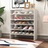 imageGiantex 3in1 Vertical Shoe Rack 6Tier Free Standing Shoe Storage Organizer wStackable Design for 18 Pairs 31 Inch Wide Wood Shoe Shelf for Closet Entryway Living Room Office WhiteWhite