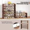 imageGiantex 3in1 Vertical Shoe Rack 6Tier Free Standing Shoe Storage Organizer wStackable Design for 18 Pairs 31 Inch Wide Wood Shoe Shelf for Closet Entryway Living Room Office WhiteBrown