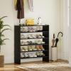 imageGiantex 3in1 Vertical Shoe Rack 6Tier Free Standing Shoe Storage Organizer wStackable Design for 18 Pairs 31 Inch Wide Wood Shoe Shelf for Closet Entryway Living Room Office WhiteBlack