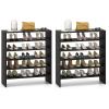 imageGiantex 3in1 Vertical Shoe Rack 6Tier Free Standing Shoe Storage Organizer wStackable Design for 18 Pairs 31 Inch Wide Wood Shoe Shelf for Closet Entryway Living Room Office WhiteBlack