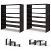 imageGiantex 3in1 Vertical Shoe Rack 6Tier Free Standing Shoe Storage Organizer wStackable Design for 18 Pairs 31 Inch Wide Wood Shoe Shelf for Closet Entryway Living Room Office WhiteWalnut