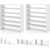 imageGiantex 3in1 Vertical Shoe Rack 6Tier Free Standing Shoe Storage Organizer wStackable Design for 18 Pairs 31 Inch Wide Wood Shoe Shelf for Closet Entryway Living Room Office WhiteWhite