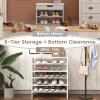 imageGiantex 3in1 Vertical Shoe Rack 6Tier Free Standing Shoe Storage Organizer wStackable Design for 18 Pairs 31 Inch Wide Wood Shoe Shelf for Closet Entryway Living Room Office WhiteWhite