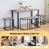 imageGiantex 4 Piece Dining Table Set 475 Kitchen Table and Chairs for 4 Nesting Furniture Set wBench ampamp 2 Stools SpaceSaving Table Set Modern Functional Desk Set for Dining Room Restaurant Oak