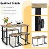 imageGiantex 4 Piece Dining Table Set 475 Kitchen Table and Chairs for 4 Nesting Furniture Set wBench ampamp 2 Stools SpaceSaving Table Set Modern Functional Desk Set for Dining Room Restaurant Oak