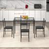 imageGiantex 47inches Dining Table Set for 4 Rectangular Kitchen Table with 4 Dining Chairs Metal Frame 5Piece SpaceSaving Dinette Set for Small Space Dinner Breakfast Nook Apartment NaturalBlack
