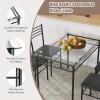imageGiantex 47inches Dining Table Set for 4 Rectangular Kitchen Table with 4 Dining Chairs Metal Frame 5Piece SpaceSaving Dinette Set for Small Space Dinner Breakfast Nook Apartment NaturalBlack