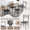 imageGiantex 47inches Dining Table Set for 4 Rectangular Kitchen Table with 4 Dining Chairs Metal Frame 5Piece SpaceSaving Dinette Set for Small Space Dinner Breakfast Nook Apartment NaturalBlack