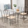imageGiantex 47inches Dining Table Set for 4 Rectangular Kitchen Table with 4 Dining Chairs Metal Frame 5Piece SpaceSaving Dinette Set for Small Space Dinner Breakfast Nook Apartment NaturalTransparent