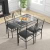 imageGiantex 47inches Dining Table Set for 4 Rectangular Kitchen Table with 4 Dining Chairs Metal Frame 5Piece SpaceSaving Dinette Set for Small Space Dinner Breakfast Nook Apartment NaturalBlack
