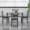 imageGiantex 47inches Dining Table Set for 4 Rectangular Kitchen Table with 4 Dining Chairs Metal Frame 5Piece SpaceSaving Dinette Set for Small Space Dinner Breakfast Nook Apartment NaturalBlack