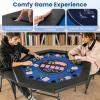 imageGiantex 48quot Poker Table Foldable  8 Player Octagon Texas Holdem Poker Tables w 8 Cup Holders CasinoGrade Felt Surface Padded Rails Portable Folding Card Game Table for Blackjack GreenBlackBlueblack