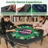 imageGiantex 48quot Poker Table Foldable  8 Player Octagon Texas Holdem Poker Tables w 8 Cup Holders CasinoGrade Felt Surface Padded Rails Portable Folding Card Game Table for Blackjack GreenBlackGreenblack