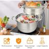 imageGiantex 4Layer Stainless Steel Steamer Pot for Cooking Soup and Steaming Food Steam Pot with with Tempered Glass Lid 2 Steaming Septa on Gas Electric Grill Stove SilverSilver
