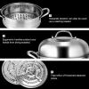 imageGiantex 4Layer Stainless Steel Steamer Pot for Cooking Soup and Steaming Food Steam Pot with with Tempered Glass Lid 2 Steaming Septa on Gas Electric Grill Stove SilverSilver