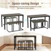 imageGiantex 4Piece Dining Table Set for 4 Modern Kitchen Table and Chairs Nesting Furniture Set with Bench ampamp 2 Stools SpaceSaving Desk Set Dinette Set for Small Place Dining Room Restaurant BrownGrey