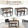 imageGiantex 4Piece Dining Table Set for 4 Modern Kitchen Table and Chairs Nesting Furniture Set with Bench ampamp 2 Stools SpaceSaving Desk Set Dinette Set for Small Place Dining Room Restaurant BrownBrown