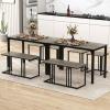 imageGiantex 4Piece Dining Table Set for 4 Modern Kitchen Table and Chairs Nesting Furniture Set with Bench ampamp 2 Stools SpaceSaving Desk Set Dinette Set for Small Place Dining Room Restaurant BrownGrey
