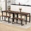 imageGiantex 4Piece Dining Table Set for 4 Modern Kitchen Table and Chairs Nesting Furniture Set with Bench ampamp 2 Stools SpaceSaving Desk Set Dinette Set for Small Place Dining Room Restaurant BrownBrown