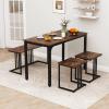 imageGiantex 4Piece Dining Table Set for 4 Modern Kitchen Table and Chairs Nesting Furniture Set with Bench ampamp 2 Stools SpaceSaving Desk Set Dinette Set for Small Place Dining Room Restaurant BrownBrown