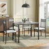 imageGiantex 5 Pieces Dining Table Set Modern Rectangular Dining Table ampamp Upholstered Chair Set wMarble Tabletop Kitchen Dining Room Furniture Set for 4 SpaceSaving Dinette Set for Breakfast Nook Grey
