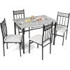 imageGiantex 5 Pieces Dining Table Set Modern Rectangular Dining Table ampamp Upholstered Chair Set wMarble Tabletop Kitchen Dining Room Furniture Set for 4 SpaceSaving Dinette Set for Breakfast Nook Grey