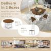 imageGiantex 5Piece Dining Set for 4 DropLeaf Round Kitchen Table ampamp 4 Chairs wSolid Wood Supporting Legs Farmhouse Dinner Table Set for Small Space Breakfast Nook Dining Room Kitchen BrownWhite
