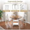 imageGiantex 5Piece Dining Set for 4 DropLeaf Round Kitchen Table ampamp 4 Chairs wSolid Wood Supporting Legs Farmhouse Dinner Table Set for Small Space Breakfast Nook Dining Room Kitchen BrownWhite
