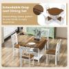 imageGiantex 5Piece Dining Set for 4 DropLeaf Round Kitchen Table ampamp 4 Chairs wSolid Wood Supporting Legs Farmhouse Dinner Table Set for Small Space Breakfast Nook Dining Room Kitchen BrownWhite