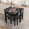 imageGiantex 5Piece Dining Set for 4 Solid Wood Rectangular Table ampamp 4 Chairs wtih Rubber Wood Legs Kitchen Table and Chairs Set for Small Spaces Dinette Dining Room Restaurant Rustic BrownBlackgrey