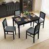 imageGiantex 5Piece Dining Set for 4 Solid Wood Rectangular Table ampamp 4 Chairs wtih Rubber Wood Legs Kitchen Table and Chairs Set for Small Spaces Dinette Dining Room Restaurant Rustic BrownBlackgrey