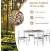 imageGiantex 5Piece Dining Set for 4 Solid Wood Rectangular Table ampamp 4 Chairs wtih Rubber Wood Legs Kitchen Table and Chairs Set for Small Spaces Dinette Dining Room Restaurant Rustic BrownGrey