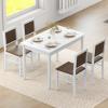 imageGiantex 5Piece Dining Set for 4 Solid Wood Rectangular Table ampamp 4 Chairs wtih Rubber Wood Legs Kitchen Table and Chairs Set for Small Spaces Dinette Dining Room Restaurant Rustic BrownWhitebrown