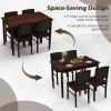 imageGiantex 5Piece Dining Set for 4 Solid Wood Rectangular Table ampamp 4 Chairs wtih Rubber Wood Legs Kitchen Table and Chairs Set for Small Spaces Dinette Dining Room Restaurant Rustic BrownCherry Brown