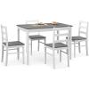 imageGiantex 5Piece Dining Set for 4 Solid Wood Rectangular Table ampamp 4 Chairs wtih Rubber Wood Legs Kitchen Table and Chairs Set for Small Spaces Dinette Dining Room Restaurant Rustic BrownGrey
