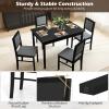 imageGiantex 5Piece Dining Set for 4 Solid Wood Rectangular Table ampamp 4 Chairs wtih Rubber Wood Legs Kitchen Table and Chairs Set for Small Spaces Dinette Dining Room Restaurant Rustic BrownBlackgrey