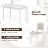 imageGiantex 5Piece Dining Set for 4 Solid Wood Rectangular Table ampamp 4 Chairs wtih Rubber Wood Legs Kitchen Table and Chairs Set for Small Spaces Dinette Dining Room Restaurant Rustic BrownWhitebeige