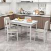 imageGiantex 5Piece Dining Set for 4 Solid Wood Rectangular Table ampamp 4 Chairs wtih Rubber Wood Legs Kitchen Table and Chairs Set for Small Spaces Dinette Dining Room Restaurant Rustic BrownWhitebeige