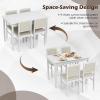 imageGiantex 5Piece Dining Set for 4 Solid Wood Rectangular Table ampamp 4 Chairs wtih Rubber Wood Legs Kitchen Table and Chairs Set for Small Spaces Dinette Dining Room Restaurant Rustic BrownWhitebeige