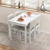 imageGiantex 5Piece Dining Set for 4 Solid Wood Rectangular Table ampamp 4 Chairs wtih Rubber Wood Legs Kitchen Table and Chairs Set for Small Spaces Dinette Dining Room Restaurant Rustic BrownWhitebeige
