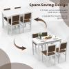 imageGiantex 5Piece Dining Set for 4 Solid Wood Rectangular Table ampamp 4 Chairs wtih Rubber Wood Legs Kitchen Table and Chairs Set for Small Spaces Dinette Dining Room Restaurant Rustic BrownWhitebrown