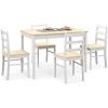 imageGiantex 5Piece Dining Set for 4 Solid Wood Rectangular Table ampamp 4 Chairs wtih Rubber Wood Legs Kitchen Table and Chairs Set for Small Spaces Dinette Dining Room Restaurant Rustic BrownBeige