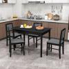 imageGiantex 5Piece Dining Set for 4 Solid Wood Rectangular Table ampamp 4 Chairs wtih Rubber Wood Legs Kitchen Table and Chairs Set for Small Spaces Dinette Dining Room Restaurant Rustic BrownBlackgrey