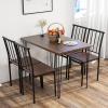 imageGiantex 5Piece Dining Table Set MidCentury Kitchen Table Set for 4 Wooden Table ampamp 4 Chairs with Metal Frame SpaceSaving Dinette Set for Small Place Kitchen Dining Room Cherry Brown