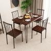 imageGiantex 5Piece Dining Table Set MidCentury Kitchen Table Set for 4 Wooden Table ampamp 4 Chairs with Metal Frame SpaceSaving Dinette Set for Small Place Kitchen Dining Room Cherry Brown