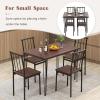 imageGiantex 5Piece Dining Table Set MidCentury Kitchen Table Set for 4 Wooden Table ampamp 4 Chairs with Metal Frame SpaceSaving Dinette Set for Small Place Kitchen Dining Room Cherry Brown