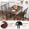imageGiantex 5Piece Dining Table Set MidCentury Kitchen Table Set for 4 Wooden Table ampamp 4 Chairs with Metal Frame SpaceSaving Dinette Set for Small Place Kitchen Dining Room Cherry Brown